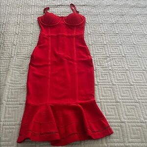 bebe Vibrant Red Midi Dress